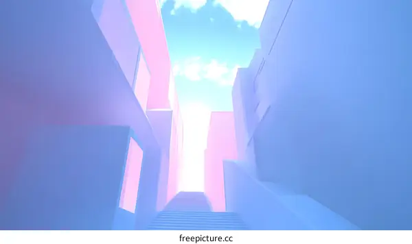 Pastel Pink and Blue Minimalist Building Architecture