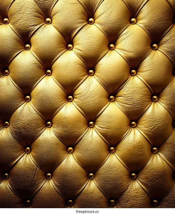 Gold Button Tufted Leather Upholstery Texture