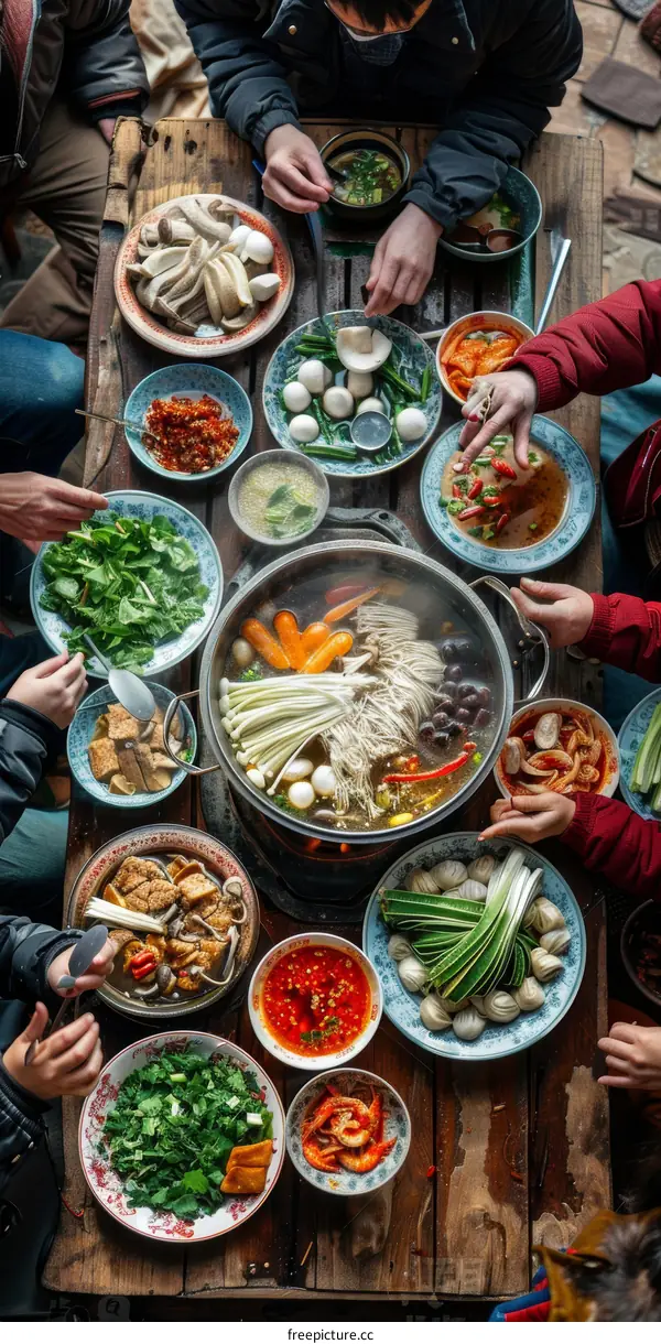 A group of people sitting around a table eating a meal