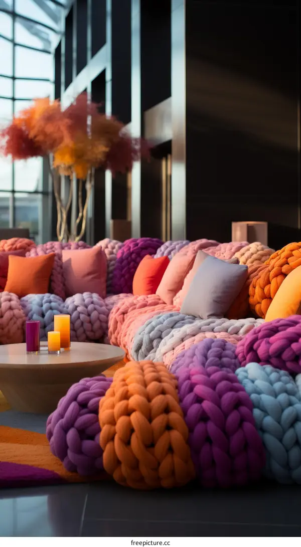 Colorful Sofa and Pillows in Modern Living Room