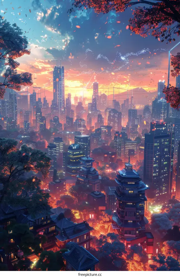 Sunset Cityscape Illustration