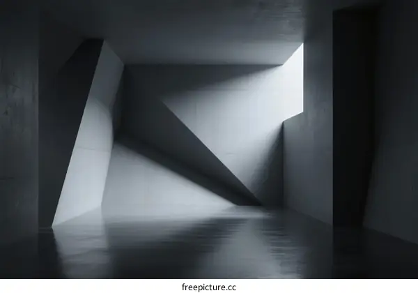 Geometric Shapes and Lines in Minimalist Concrete Space