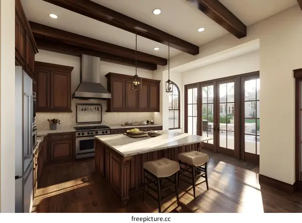 Modern Kitchen Interior Design with Island and Natural Light