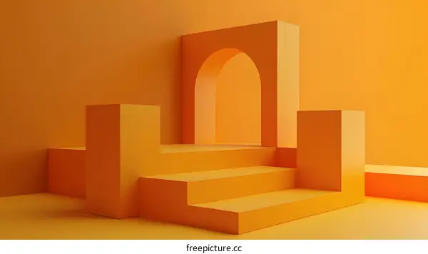 3d orange geometric shapes podium background