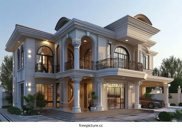 Luxury Mansion Exterior Design Illustration