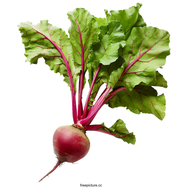 [Transparent Background PNG]Fresh Red Beetroot with Green Leaves Isolated on White Background