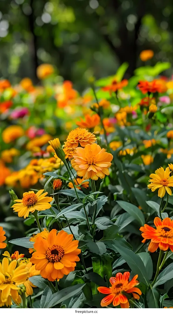 Orange Yellow Flowers In Garden
