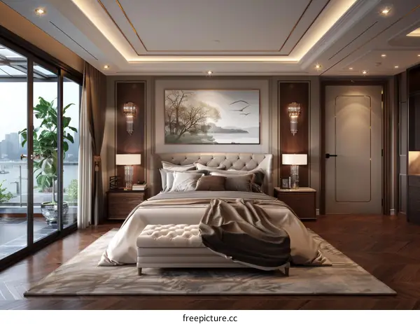 Luxurious Bedroom Interior Design Illustration
