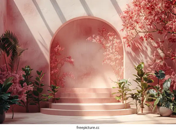 Pink Floral Interior Design Illustration