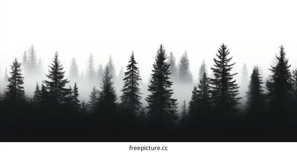 Misty Forest Silhouette Illustration