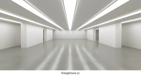 Empty White Room with Recessed Lighting