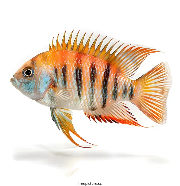 Striped Orange Fish White Background