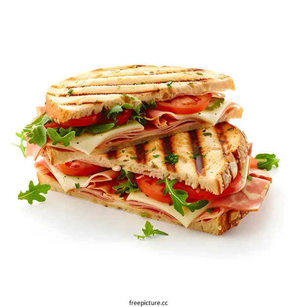Ham and cheese sandwich with tomato and lettuce