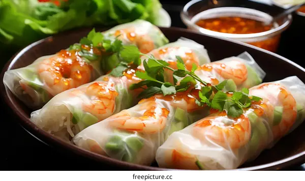 Fresh Vietnamese Spring Rolls with Shrimp and Vegetables