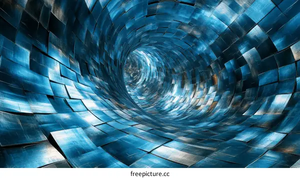 Abstract Blue Geometric Tunnel Design