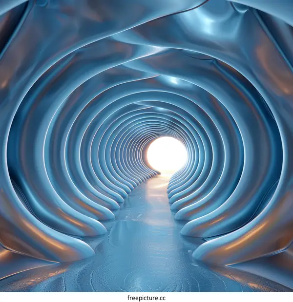 Futuristic Blue and Silver Tunnel