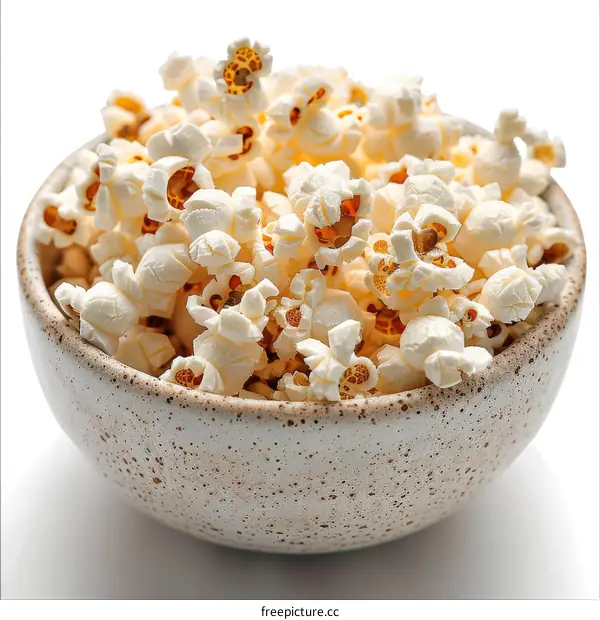 Bowl of Popcorn on White Background