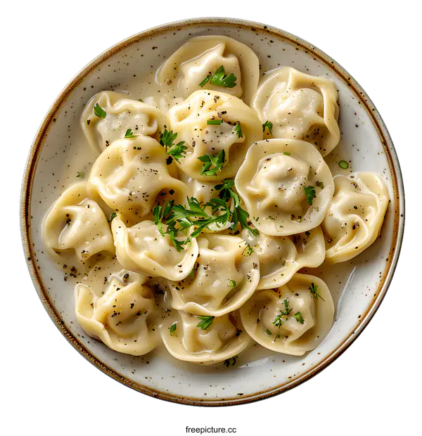 [Transparent Background PNG]Bowl of Meat Dumplings in Creamy Sauce