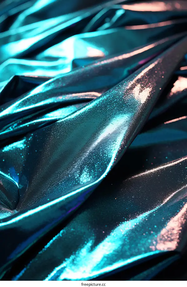 Blue Green Iridescent Fabric with Shimmering Glitter