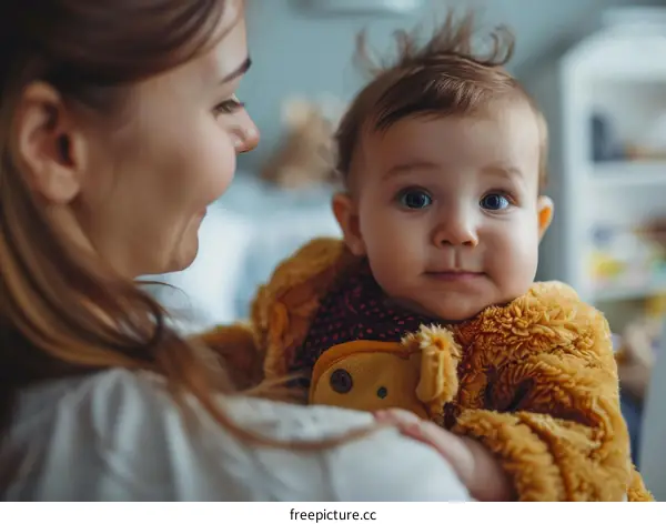 Mom and her baby are having a great time together