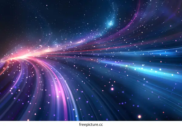 Colorful light streaks in space