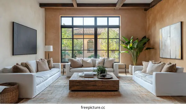Modern Farmhouse Living Room with Large Windows