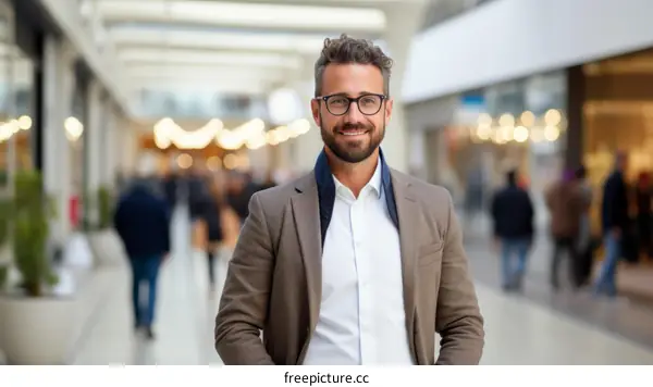 Bearded man in glasses smiling at the camera