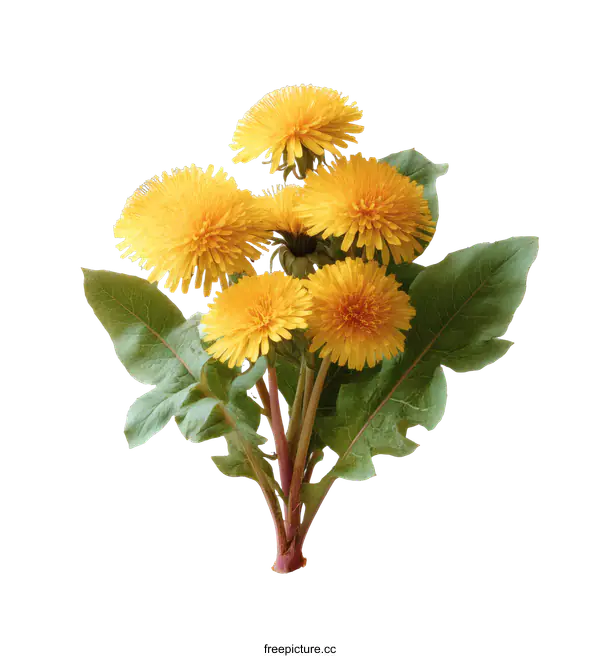 [Transparent Background PNG]Beautiful Bouquet of Dandelions on White Background