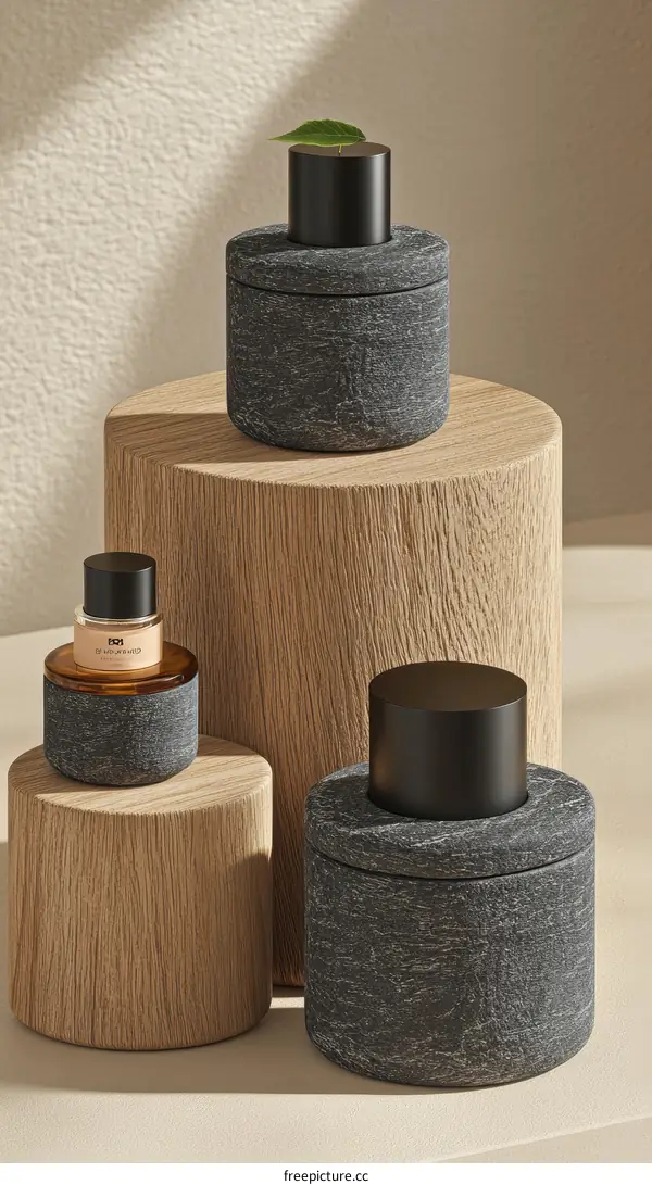 Modern Stone-Look Perfume Bottles Display