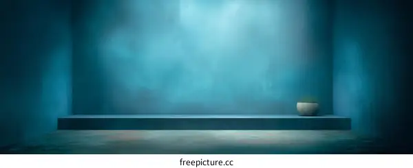 Empty Teal Room with Elevated Platform