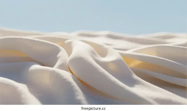 Soft White Textile with Gentle Waves Under Clear Sky