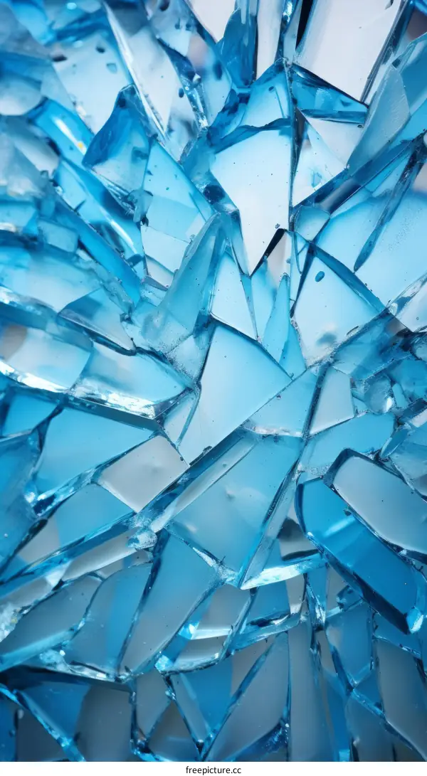 Shattered Blue Glass Texture: Abstract Art Background