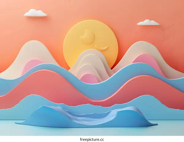 Pink and blue 3D landscape