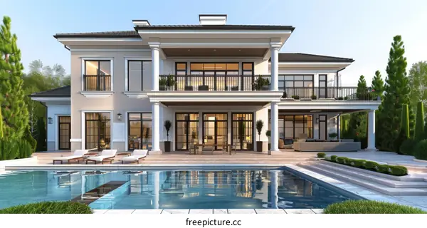 Luxury Mansion with Swimming Pool Exterior Design