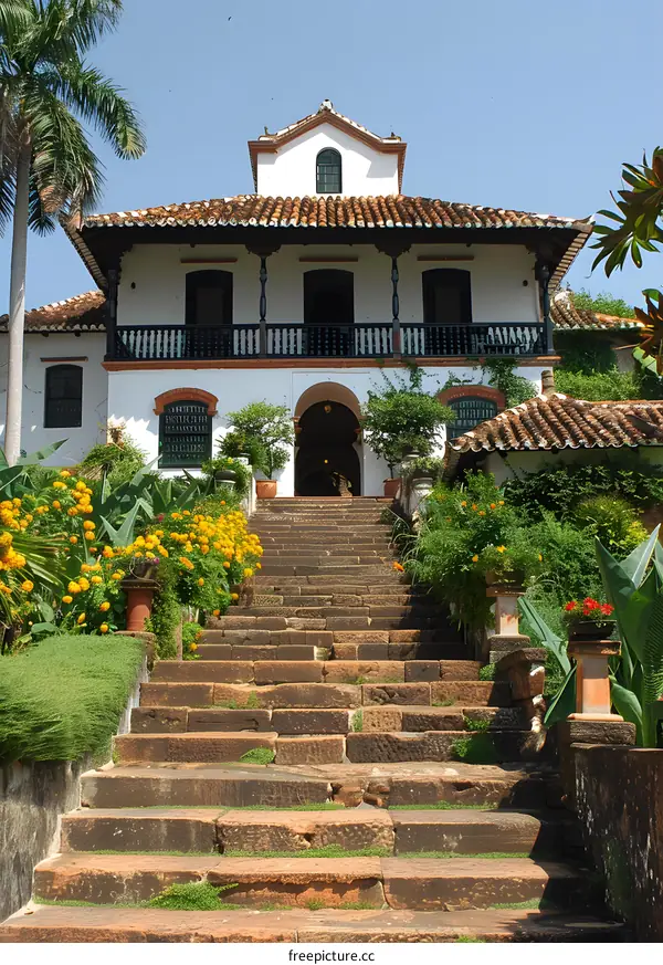 Stone Steps Leading to a Colonial Era House