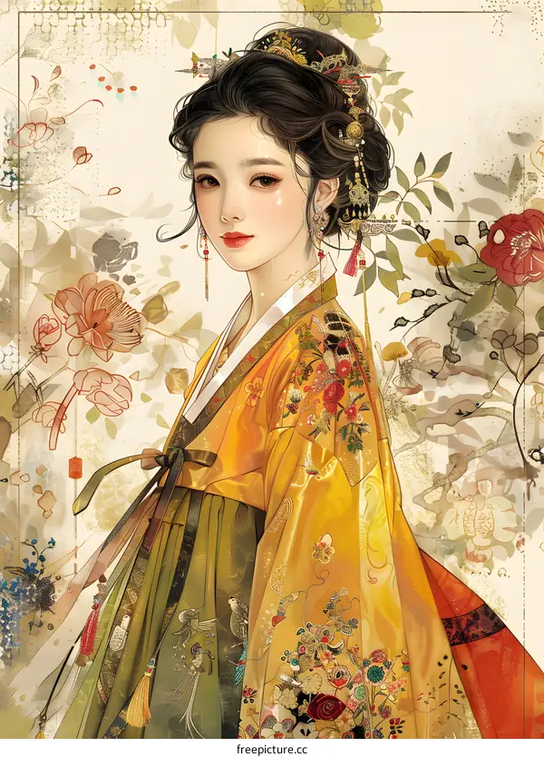 A beautiful Korean woman in traditional dress