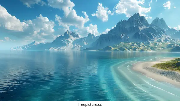 Scenic View of a Tropical Beach with Mountains