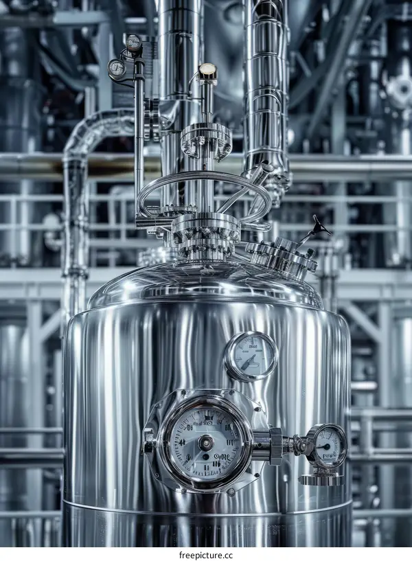 Stainless Steel Reactor Vessel with Pressure Gauges and Valves