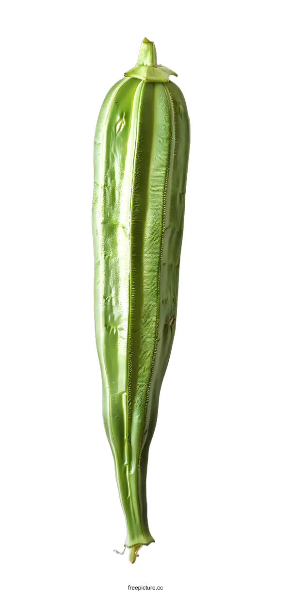 [Transparent Background PNG]Green Okra Pod Isolated on White Background