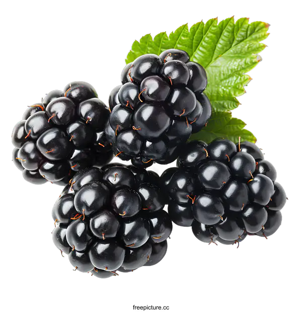[Transparent Background PNG]Fresh Blackberries with Leaf