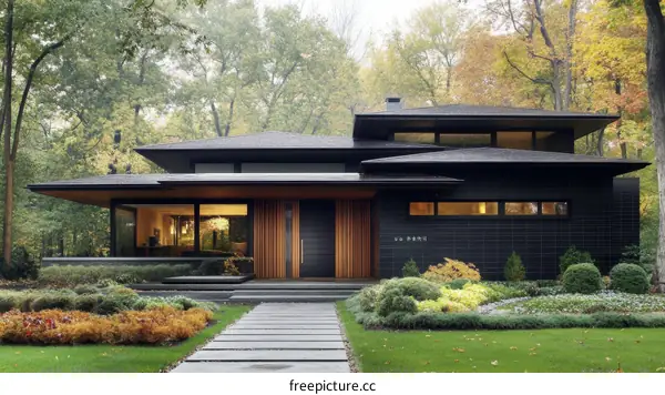 Modern House Exterior with Lush Landscaping