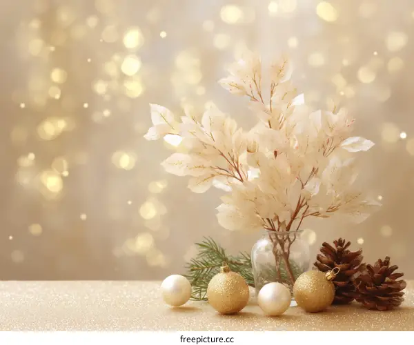 Elegant Christmas Decor Display on Tabletop