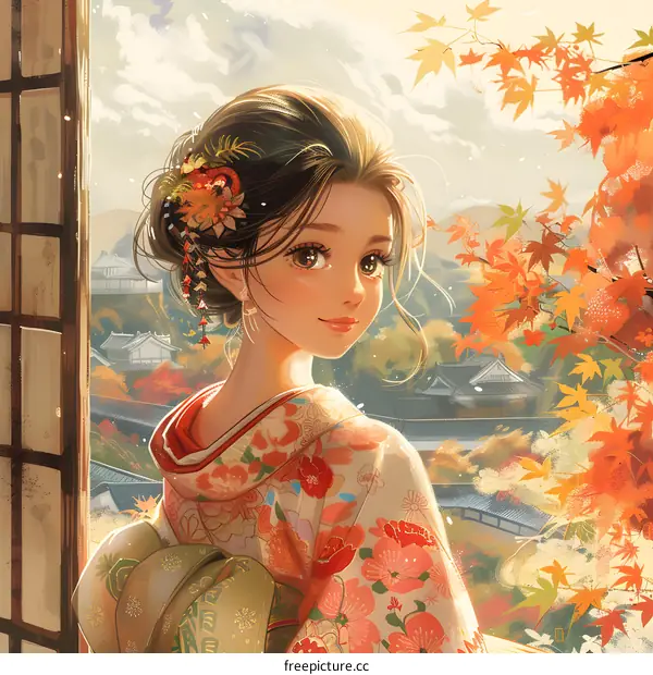 A Japanese girl in kimono