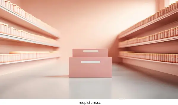 Pink Grocery Store Interior Design Illustration