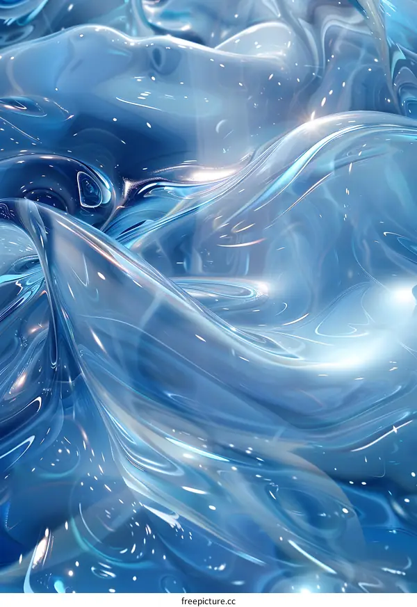 Abstract Blue Liquid Swirls Background