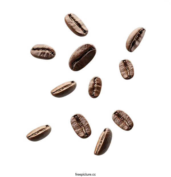 [Transparent Background PNG]Coffee Beans Falling Against transparent background