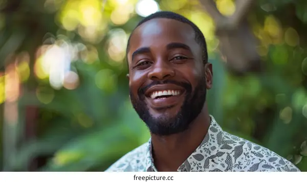 Happy African American Man Smiling Outdoors