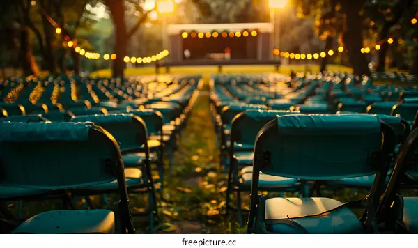 Empty Chairs at an Outdoor Concert Venue
