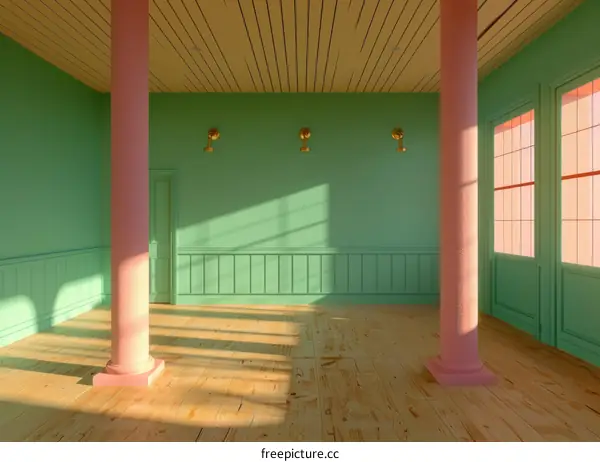 Minimal Pastel Room with Geometric Shapes