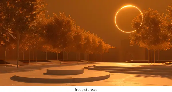 Orange Sky With Circle